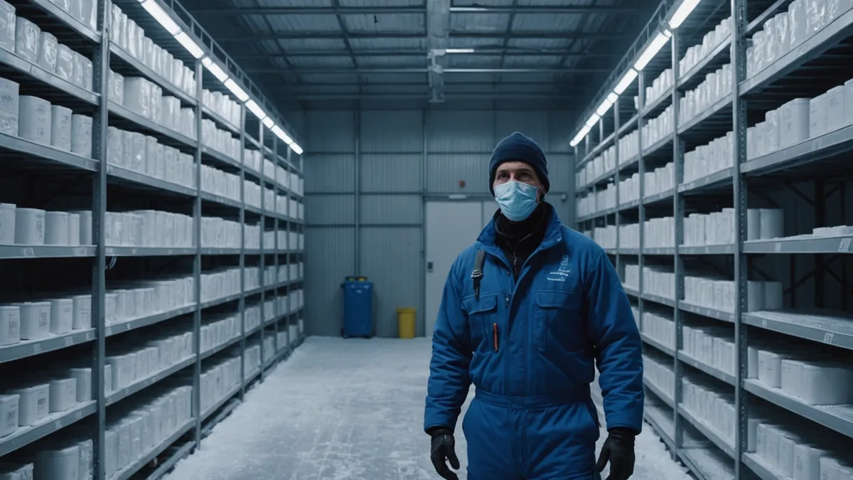 Cold storage warehouse environment with frost and temperature challenges for AMR navigation