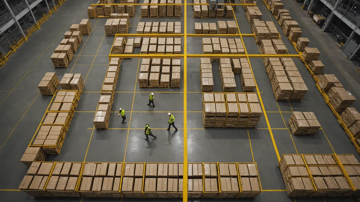 Warehouse floor layout diagram showing grid mapping concept